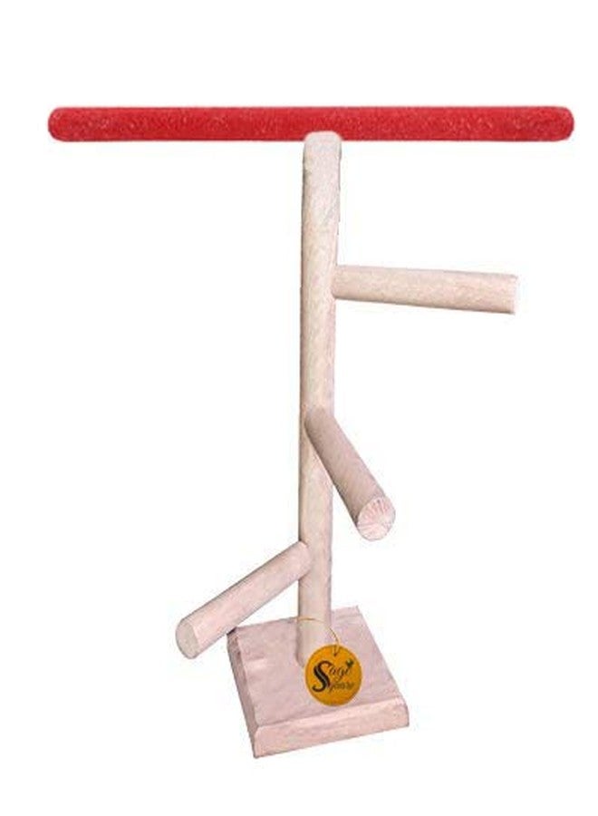 Sage Square 16Inches / 41cm Natural Wood Training Cum Exercise 3 Stairs Playful Perch Bird Top Sand Stand/Bird Toy - Image 1